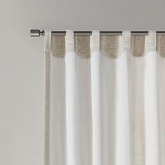 Faux Linen Rod Pocket and Back Tab Fleece Lined Curtain Panel