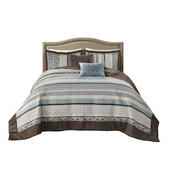 5 Piece Reversible Jacquard Bedspread Set