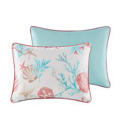 Pebble Beach 6 Piece Cotton Sateen Duvet Cover Set, Coral color