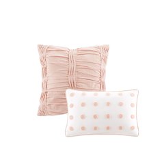 Cotton Jacquard Duvet Cover Set with Euro Shams and Throw Pillows
