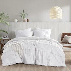 Porter Soft Washed Pleated Comforter Set, White color