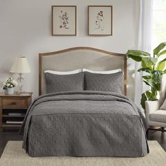 3 Piece Split Corner Pleated Quilted Bedspread