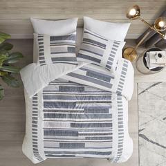 3 Piece Cotton Printed Comforter Set w/ trims