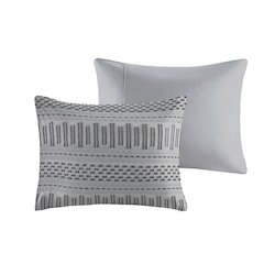 Rhea Cotton Jacquard Comforter Mini Set, Grey/Black color