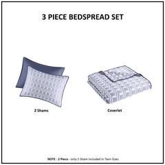 3 Piece Reversible Matelasse Coverlet Set