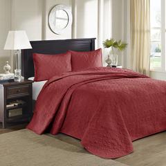 Quebec 3 Piece Reversible Bedspread Set, Red color