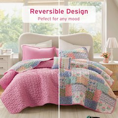 Nellie 3pcs Quilt Set, Pink color