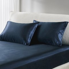 Satin Luxury 2 PC Pillowcases in Midnight Blue