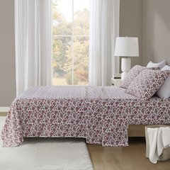 Oversized Cotton Flannel 4 Piece Sheet Set in Rust Floral