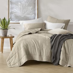 Mina Waffle Weave Textured Quilt Set, Neutral color