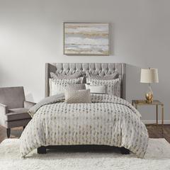 Sanctuary Comforter King 9 Piece Set, Taupe/Gold color