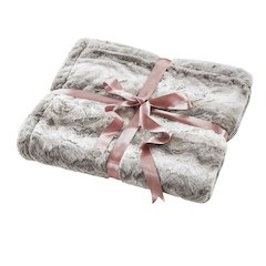 Zuri Faux Fur Blanket, Snow Leopard color