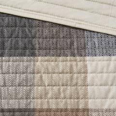 6 Piece Printed Herringbone Quilt Set with Throw Pillows