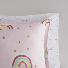 Rainbow and Metallic Stars Comforter Set with Bed Sheets