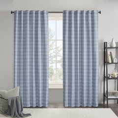 Plaid Rod Pocket and Back Tab Curtain Panel with Fleece Lining