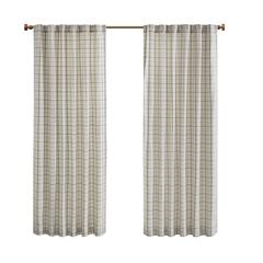 Plaid Rod Pocket and Back Tab Curtain Panel with Fleece Lining