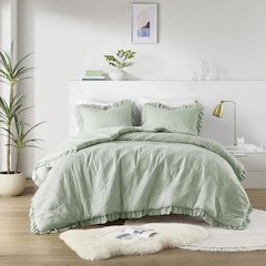 Diamond Quilted Ruffle Edge Comforter Set