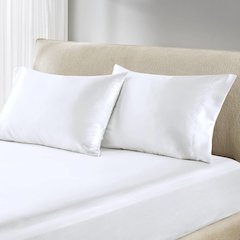 Satin Luxury 2 PC Pillowcases, White color