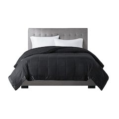 Windom Lightweight Down Alternative Blanket with Satin Trim in Black