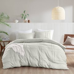 Porter Soft Washed Pleated Duvet Cover Set, Silver color