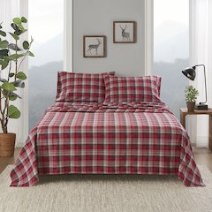 Cotton Flannel Sheet Set in Red Plaid