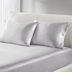 Satin Luxury 2 PC Pillowcases, Light Grey color