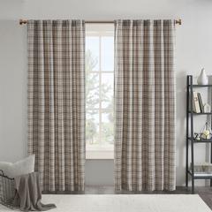 Plaid Rod Pocket and Back Tab Curtain Panel with Fleece Lining