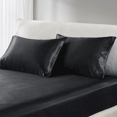 Satin Luxury 2 PC Pillowcases, Black color