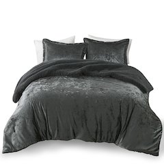 Crushed Velvet Sherpa Reversible Comforter Set