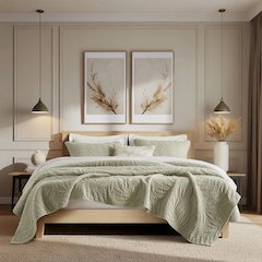 Botanical Leaves 3 Piece Cotton Quilt Set