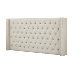 Beige Upholstered Headboard with Plywood Frame and Metal Legs for Bedroom