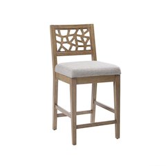 Gray Upholstered Counter Stool with Solid Wood Legs for Kitchen Islands
