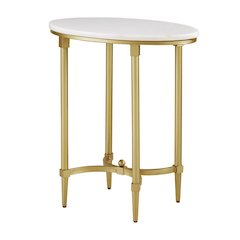 White Marble End Table with Metal Legs – Small Side Table for Living Room