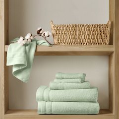Quick Dry 100% Cotton 6pc Towel Set, Seafoam color