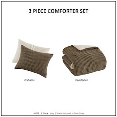 Riordan Waffle Knit Chenille Comforter Set in Brown Color