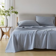 144 Thread Count Cotton Printed Cotton Sheets, Diamond Blue color
