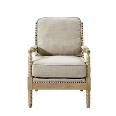Taupe Accent Armchair with Donohue Pattern and Cushioned Seat