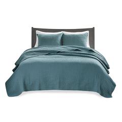 Keaton 3 Piece Quilt Set, Teal color