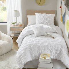 Bailey Diamond Pucker Woven Comforter Set, White color