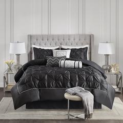 Laurel 7 Piece Tufted Comforter Set, Black color