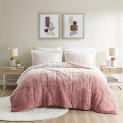Ombre Shaggy Long Fur Comforter Mini Set
