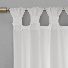 Floral Embellished Cuff Tab Top Solid Curtain Panel