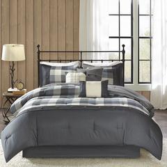 Ridge 7 Piece Herringbone Comforter Set, Grey color