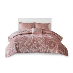 Opulent Blush Velvet Comforter Set, Belen Kox