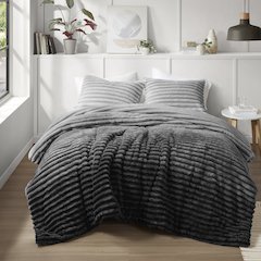Avril Fluffy Ribbed Plush Comforter Set, Grey Ombre color