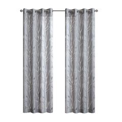 Grommet Top Sheer Bird on Branches Burnout Window Curtain