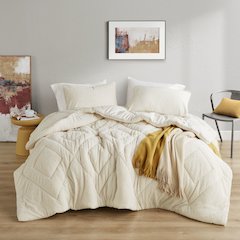 Double Diamond Quilted Teddy Comforter Set