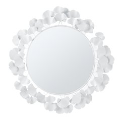 Eden Gingko Leaf Round Wall Mirror 30.5”, White color