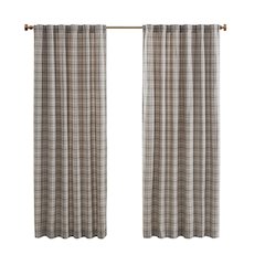 Plaid Rod Pocket and Back Tab Curtain Panel with Fleece Lining
