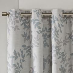 Aqua Printed Botanical Blackout Window Panel, Belen Kox